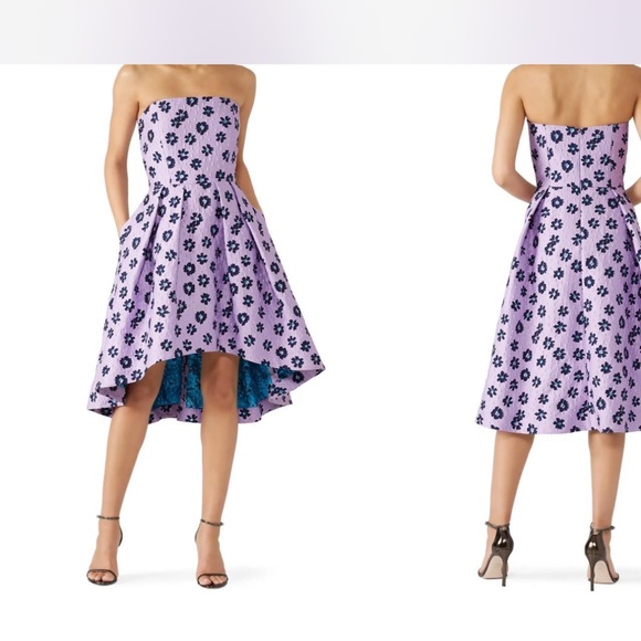 Shoshanna Strapless Dress in Lavender and Navy - Picture 2 of 4
